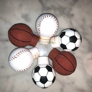 Vintage Sports 3D Drawer Cabinet Door pulls 2 ea Baseball, Basketball, Soccer